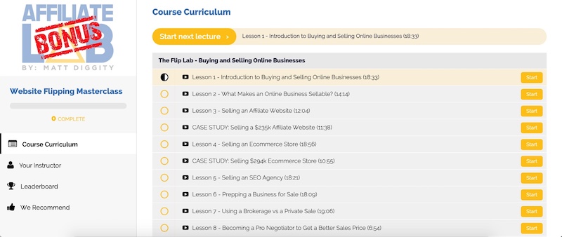website flipping course module