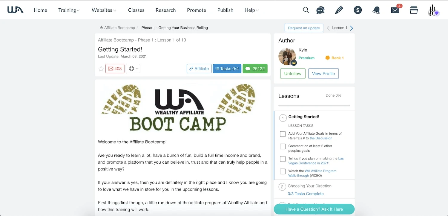 look into wealthy affiliate bootcamp