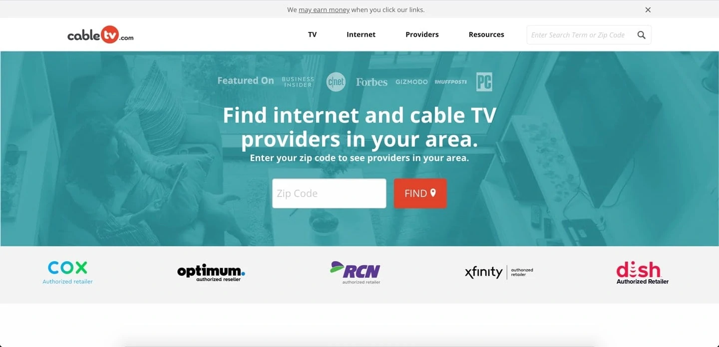 cable tv affiliate website example