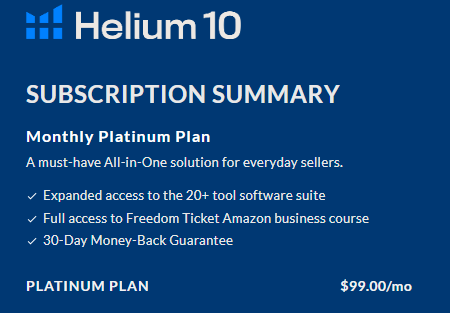 Helium 10 most popular plan