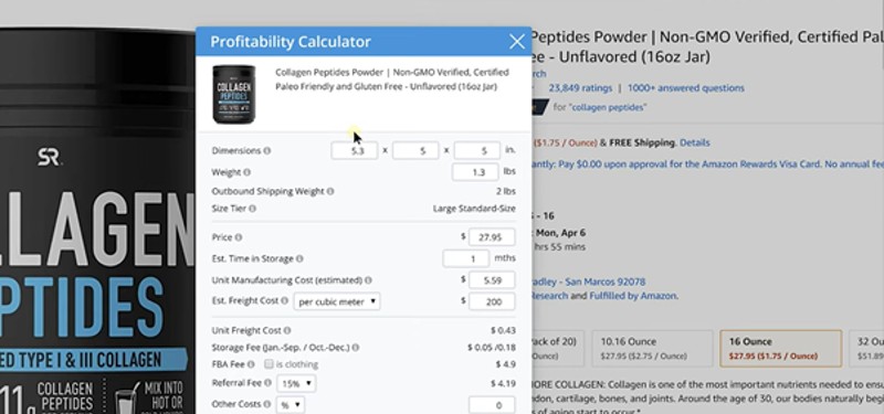 helium 10 chrome extension profitability calculator