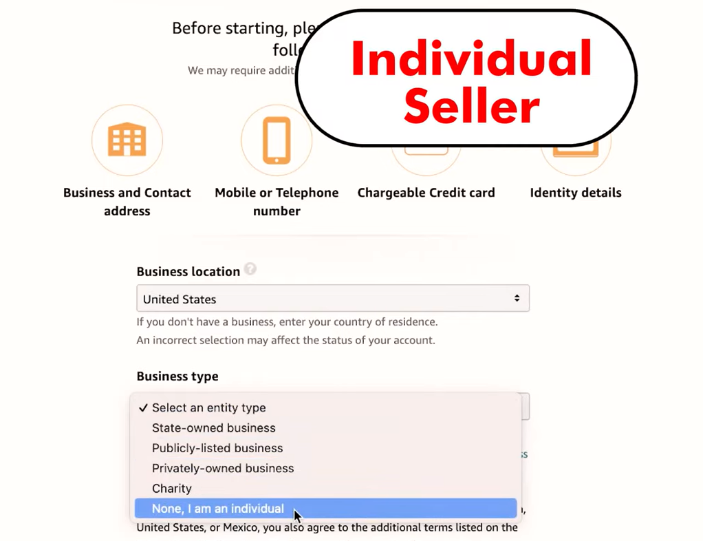 What are the requirements for individual sellers?