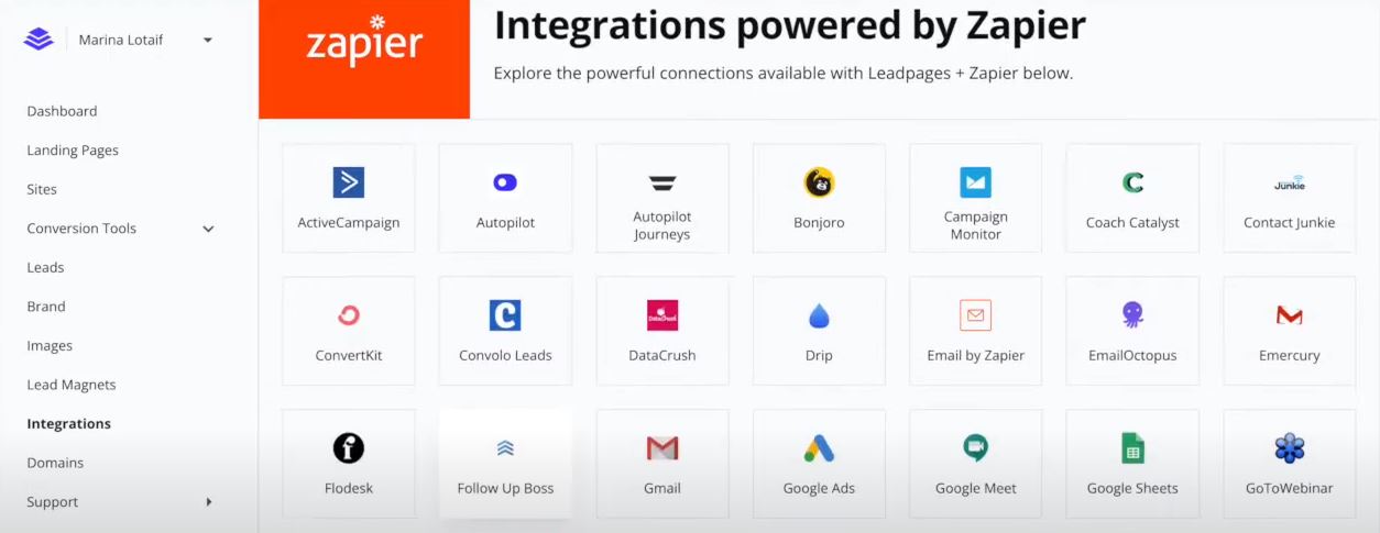 lead pages integrations