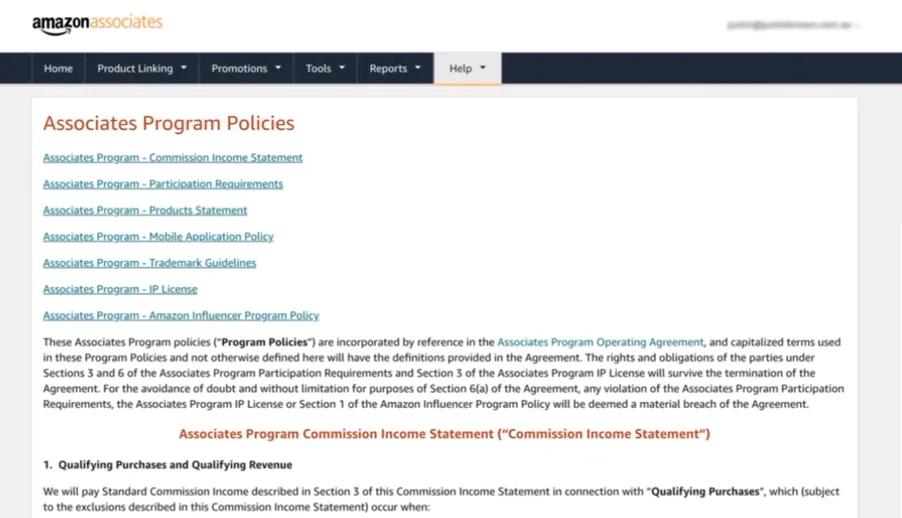 amazon associate program policy list