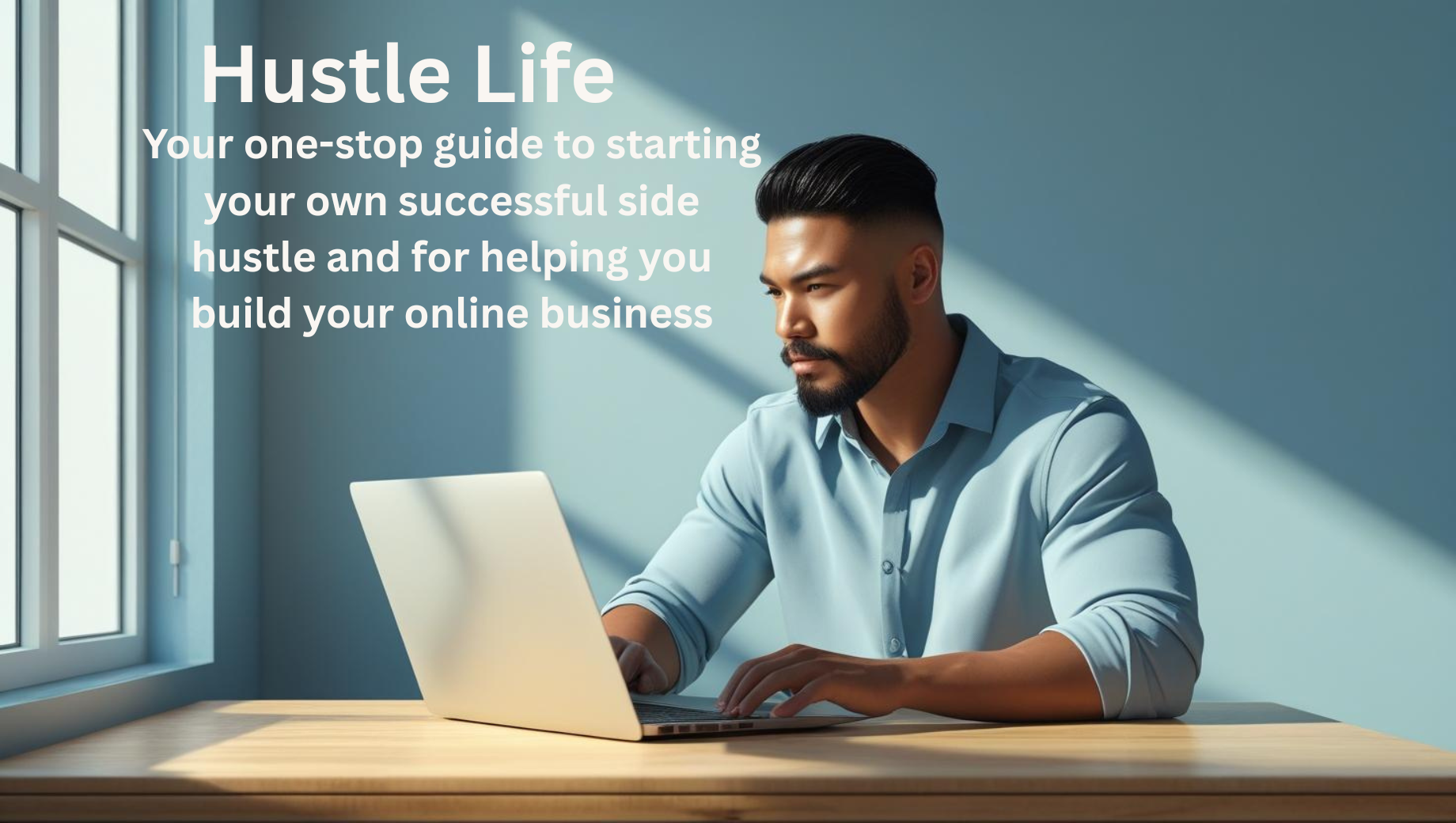 Hustle Life Banner Image - guy on laptop